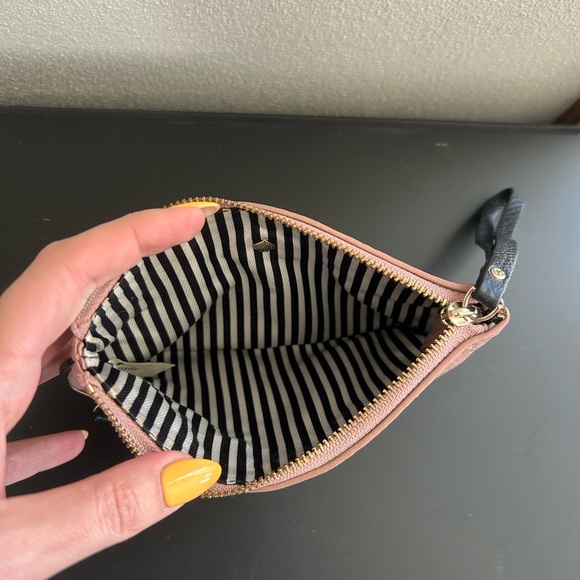 Kate Spade Pebbled Leather Pink Black Wristlet Clutch Coin Purse - Picture 9 of 14